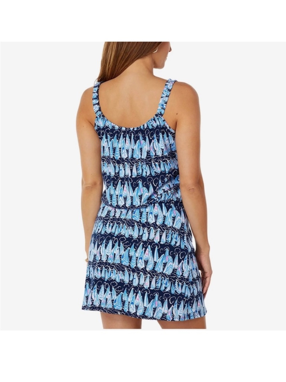 Lilly Pulitzer NEW Loro romper shorts womens medium navy blue tide sails preppy - Picture 3 of 10